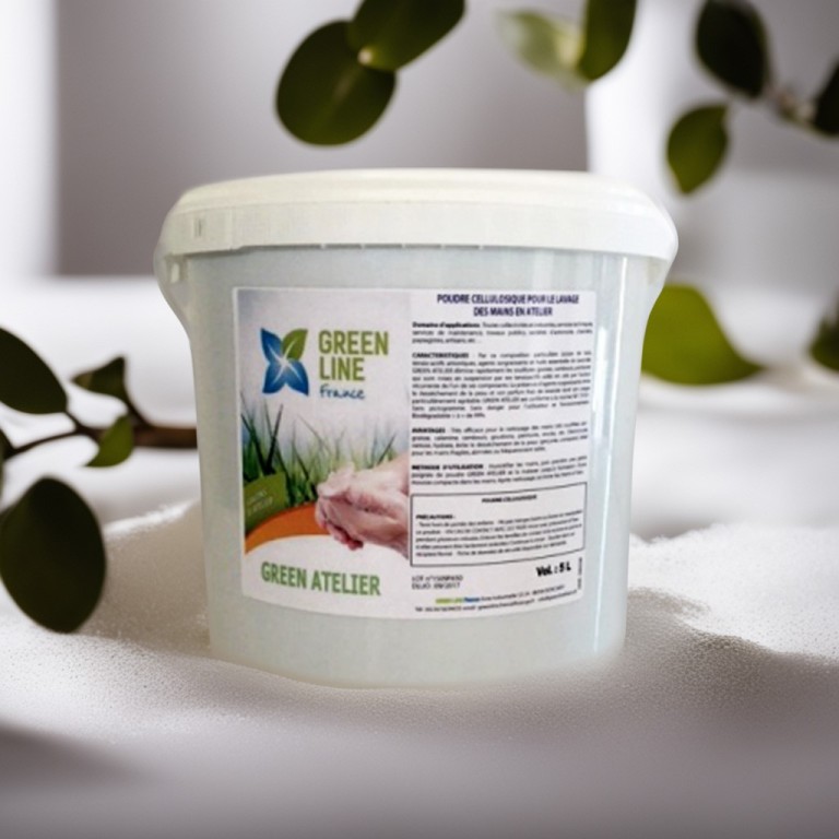 GREEN ATELIER 5L - POUDRE CELLULOSIQUE POUR LE LAVAGE DES MAINS EN ATELIER