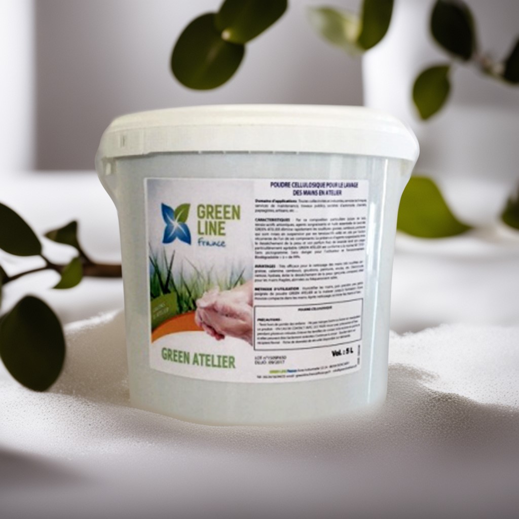 GREEN ATELIER 5L - POUDRE CELLULOSIQUE POUR LE LAVAGE DES MAINS EN ATELIER